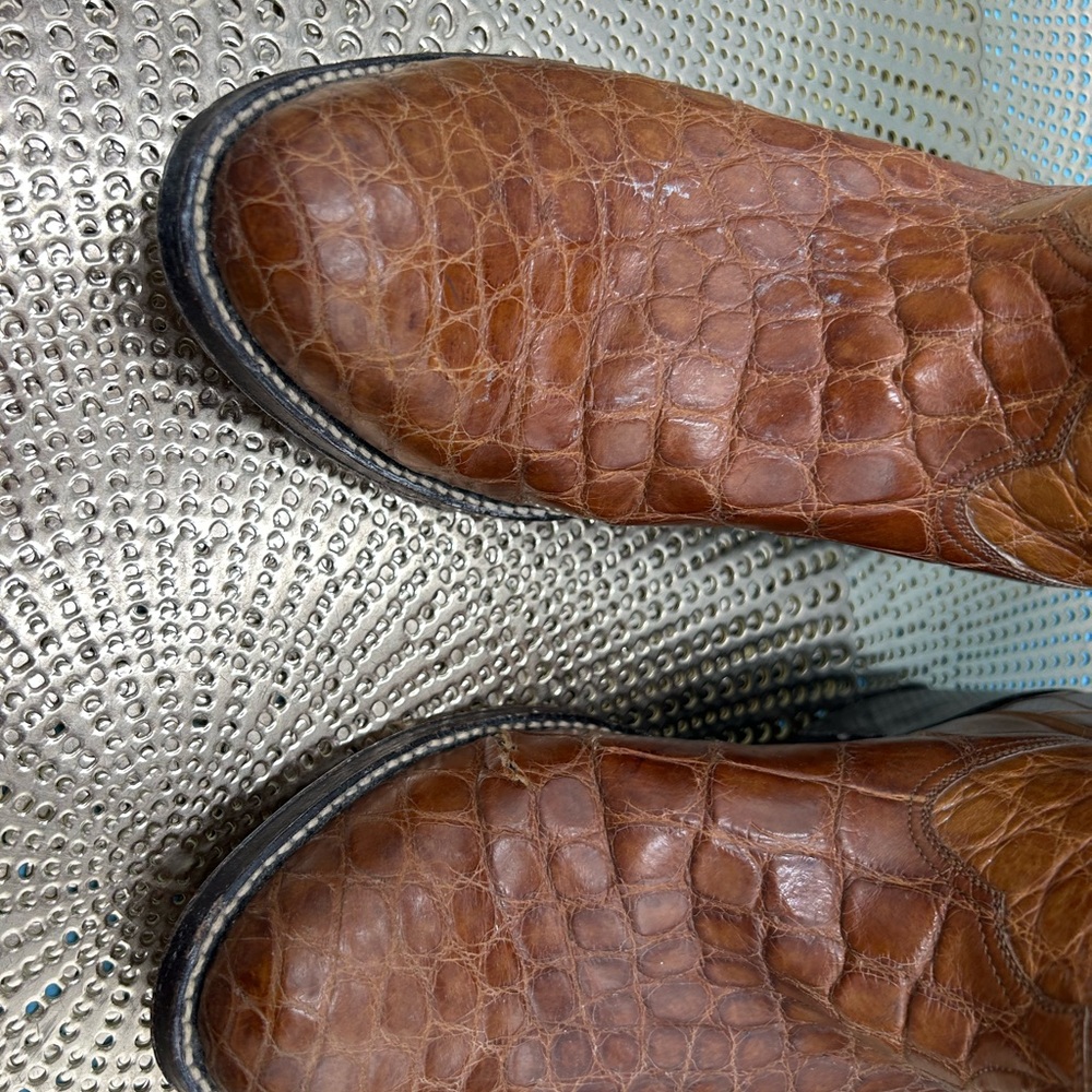 Handmade men 9 exotic croc print cowboy boots - Picture 3 of 12
